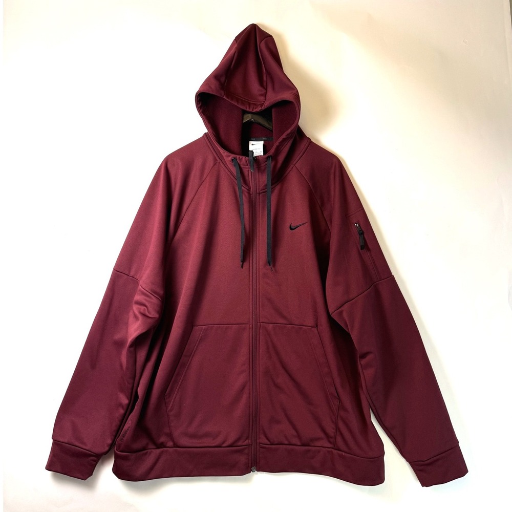 Nike Therma-FIT Full Zip Hoodie Mens XXL Maroon‎ Burgundy Tech Fleece Jacket